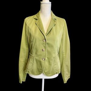 J. Crew Vintage Olive Green / Khaki Cotton Distressed Trim Boy Blazer Size M